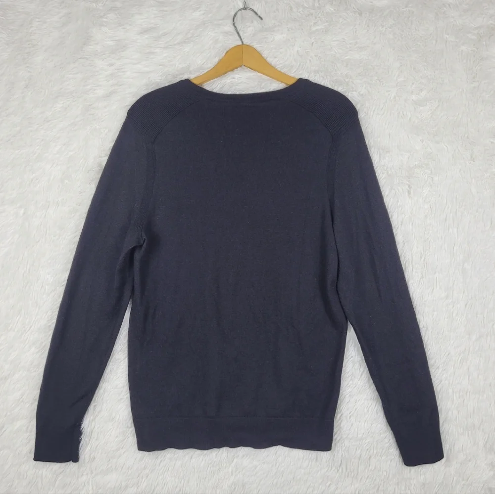 Express‎ Merino Wool Blend Crewneck Sweater Mens Medium Black Quiet Luxury